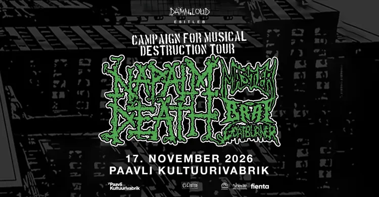 Napalm Death (UK), Master (US), BRAT (US), Goatburner (FI)